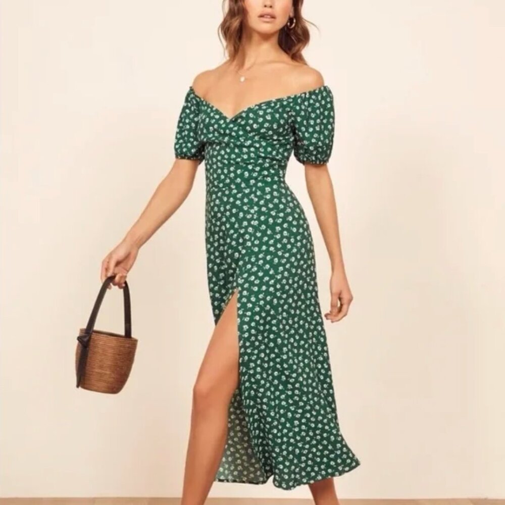 Reformation Pearl Dress - Chive Green